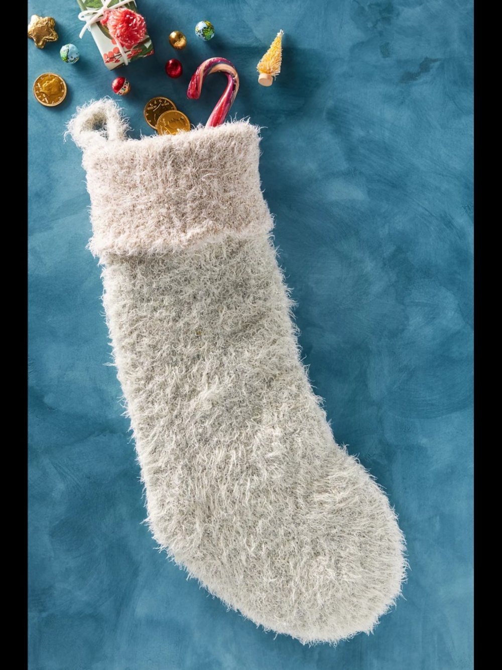 Anthropolgie Vienne Fuzzy Christmas Stocking